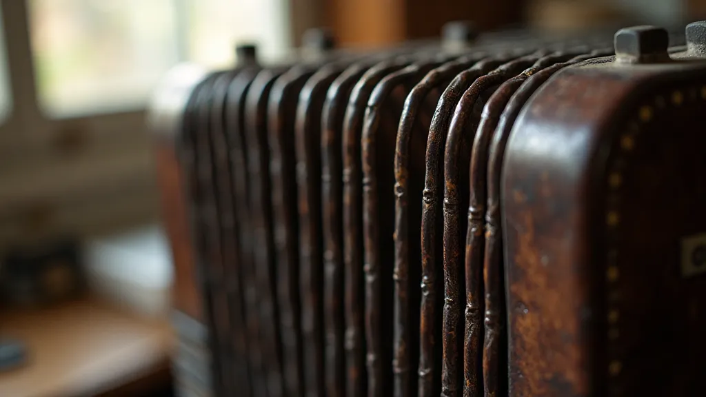 Antique accordion bellows showing wear and texture.