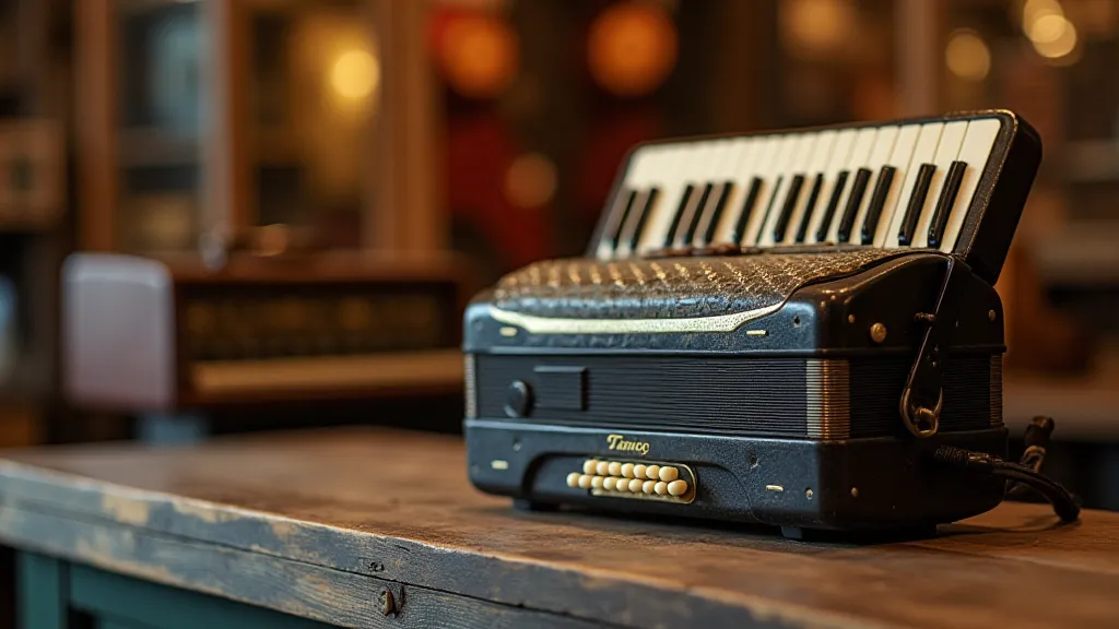 Antique accordion on a table
