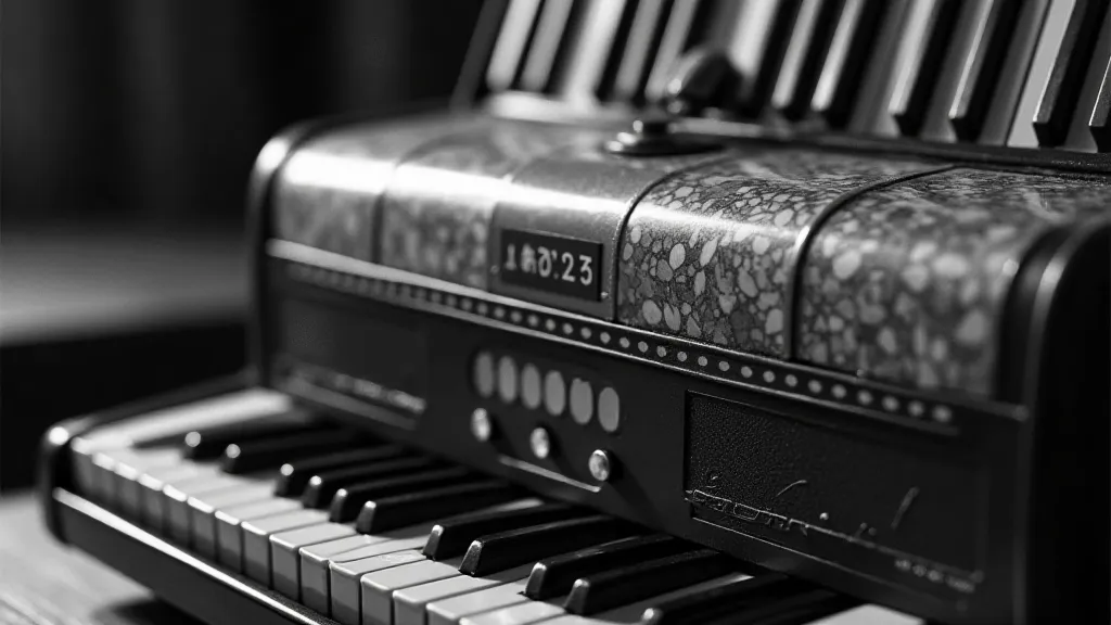 Antique accordion showing mother-of-pearl details