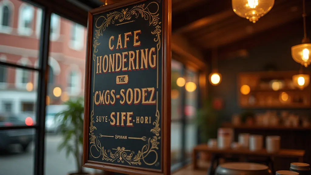 Vintage chalkboard sign in a cafe