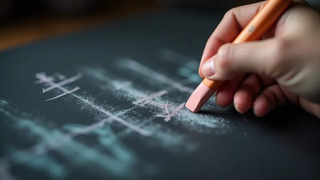 A hand blending pastel chalk on a chalkboard