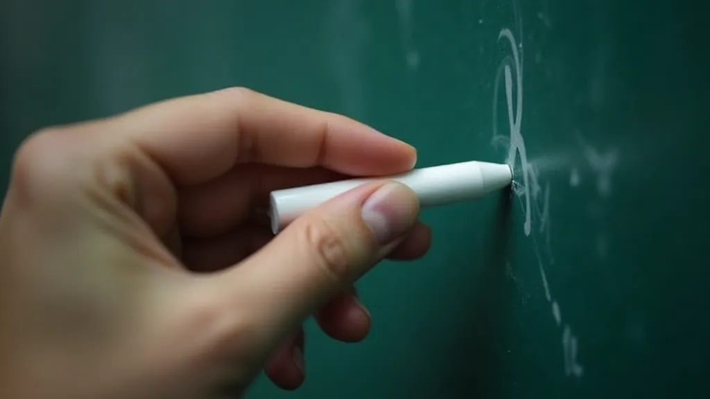 Hand holding chalk ready to write