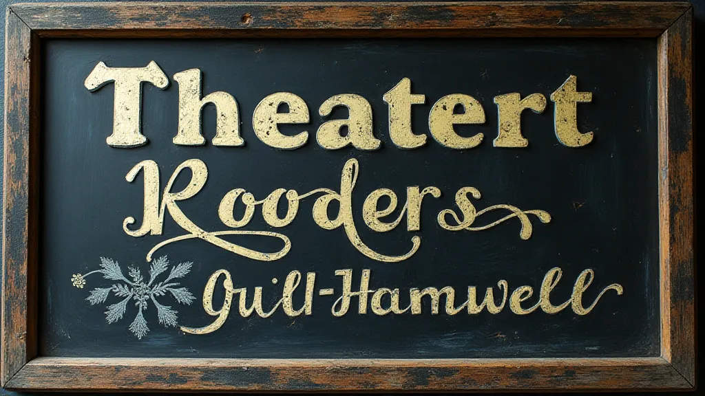 Antique theater chalkboard sign with hand-lettered text