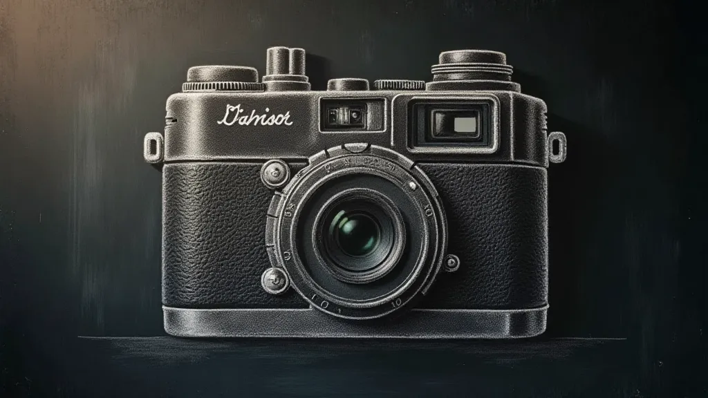 Chalk drawing of a vintage camera