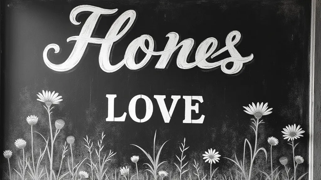 Vintage chalkboard sign with lettering and shading of wildflowers