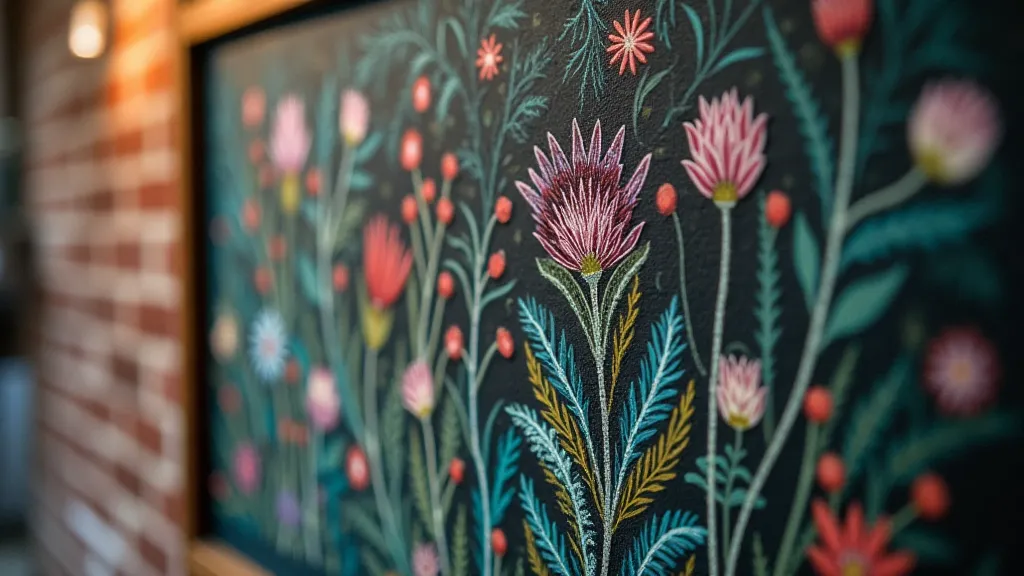 Botanical chalkboard art of wildflowers